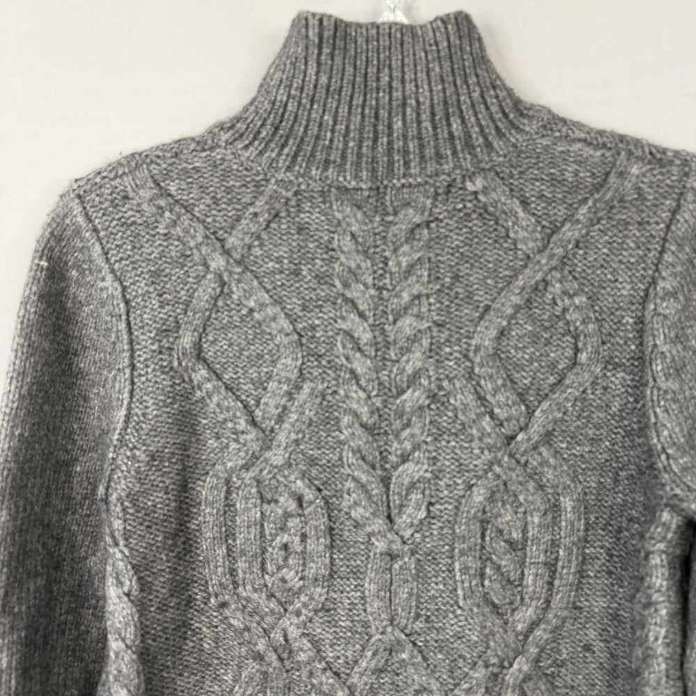 Veronica Beard Sweater Womens Small Gray Turtleneck Wool Blend Cable Knit Heavy - Picture 5 of 8